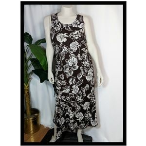 Miss Dorby Brown Maxi Dress Layered Look Tropical